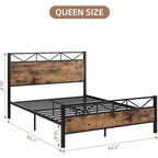 Struttura letto industriale marrone / grigio chiaro con testiera, 1–2 persone, matrimoniale francese / matrimoniale standard / king size