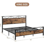Struttura letto industriale marrone / grigio chiaro con testiera, 1–2 persone, matrimoniale francese / matrimoniale standard / king size