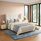 Upholstered King Bed Features a 54 High Headboard w/Buttoned Tuft