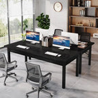Scrivania per computer industriale, marrone e nera, per 2 persone, 160 cm