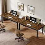 Scrivania per computer industriale, marrone e nera, per 2 persone, 160 cm