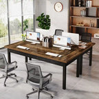Scrivania per computer industriale, marrone e nera, per 2 persone, 160 cm