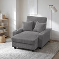 Poltrona a dondolo/Chaise longue imbottita grigio/beige con schienale regolabile, 2 posti