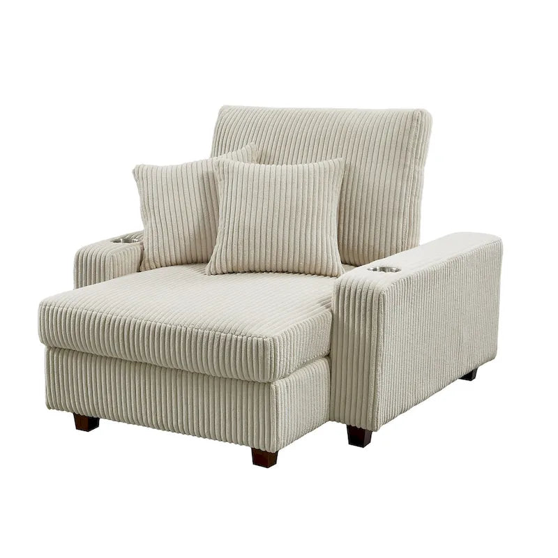 Poltrona a dondolo/Chaise longue imbottita grigio/beige con schienale regolabile, 2 posti
