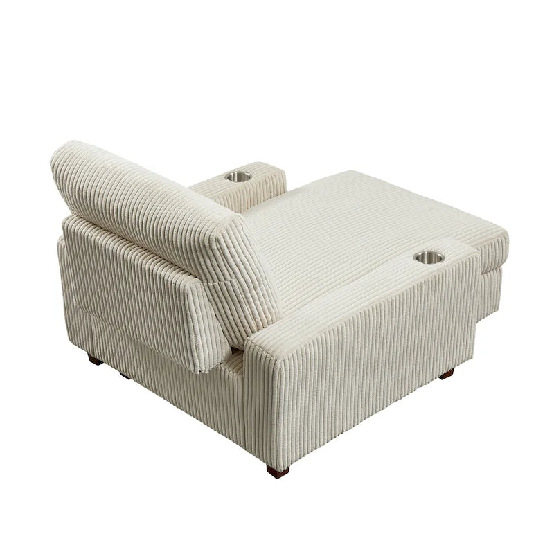 Poltrona a dondolo/Chaise longue imbottita grigio/beige con schienale regolabile, 2 posti