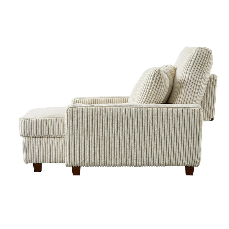 Poltrona a dondolo/Chaise longue imbottita grigio/beige con schienale regolabile, 2 posti