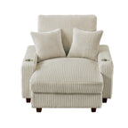 Poltrona a dondolo/Chaise longue imbottita grigio/beige con schienale regolabile, 2 posti