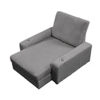 Poltrona a dondolo/Chaise longue imbottita grigio/beige con schienale regolabile, 2 posti