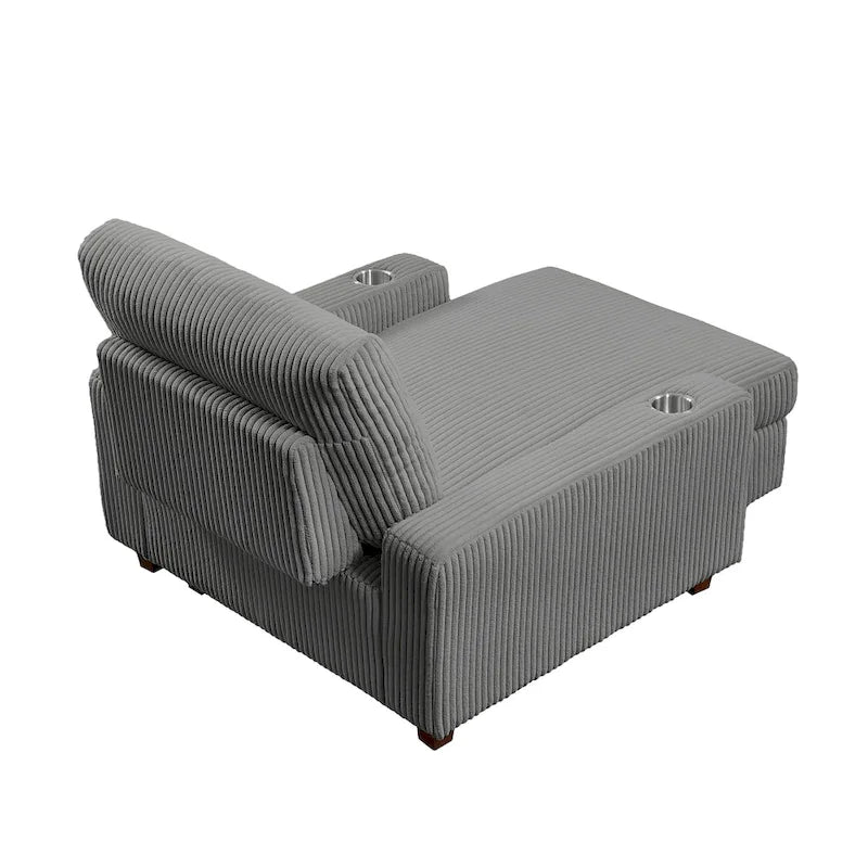 Poltrona a dondolo/Chaise longue imbottita grigio/beige con schienale regolabile, 2 posti