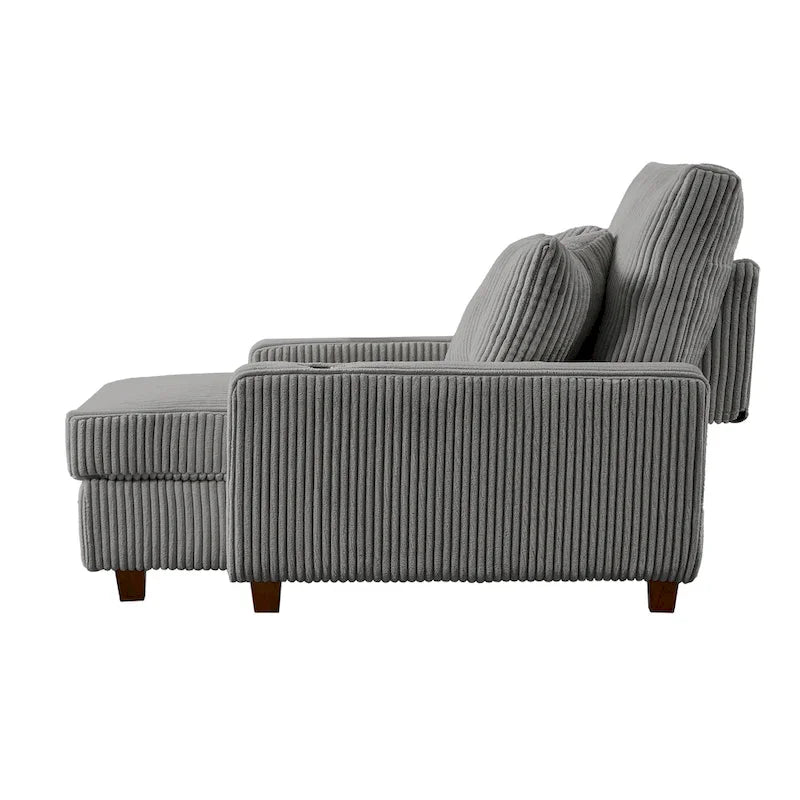 Poltrona a dondolo/Chaise longue imbottita grigio/beige con schienale regolabile, 2 posti