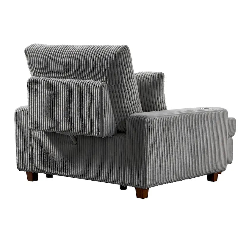 Poltrona a dondolo/Chaise longue imbottita grigio/beige con schienale regolabile, 2 posti