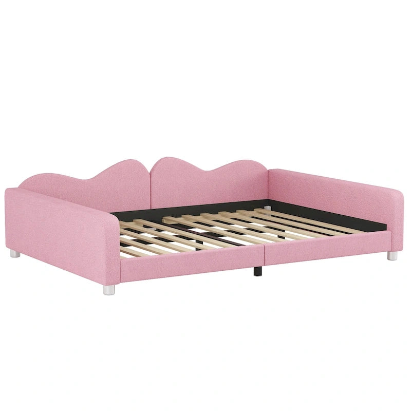 Divano Letto Singolo Sherpa Rosa a Grandezza Naturale con Schienale a Nuvola, 1 Posto