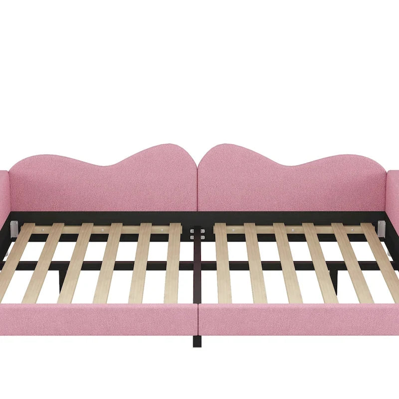 Divano Letto Singolo Sherpa Rosa a Grandezza Naturale con Schienale a Nuvola, 1 Posto