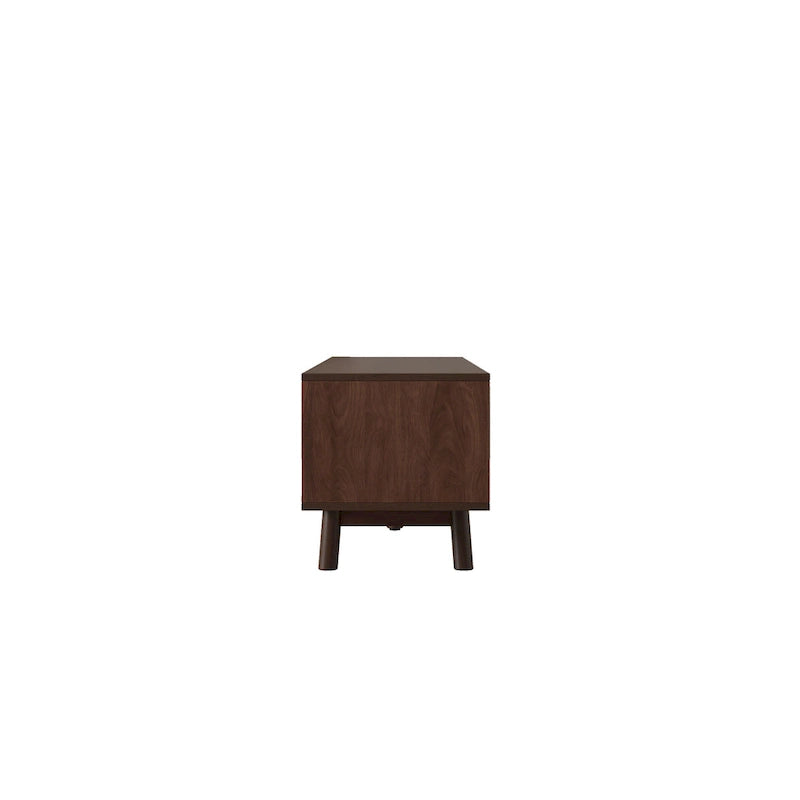 Mobile porta TV moderno di metà secolo marrone scuro/marrone, assemblaggio per 2 persone, adatto a TV fino a 80"