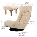Poltrona reclinabile senza braccioli con poggiapiedi e poggiatesta regolabile – Blu / Bouclé beige / Grigio, Seduta singola