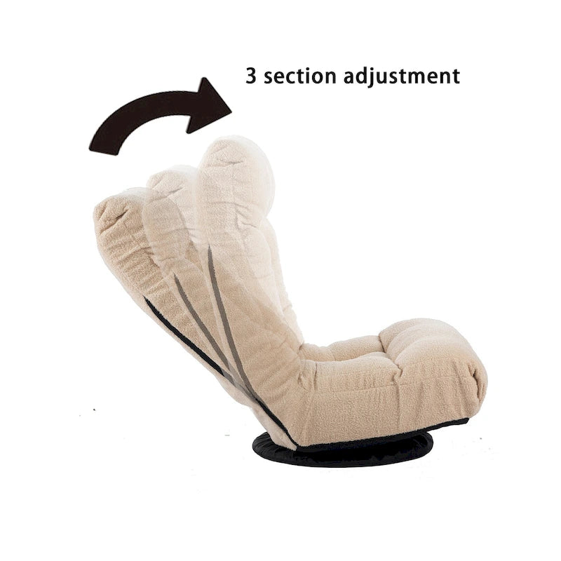 Poltrona reclinabile senza braccioli con poggiapiedi e poggiatesta regolabile – Blu / Bouclé beige / Grigio, Seduta singola