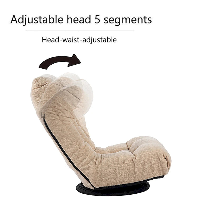 Poltrona reclinabile senza braccioli con poggiapiedi e poggiatesta regolabile – Blu / Bouclé beige / Grigio, Seduta singola
