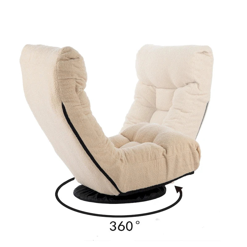 Poltrona reclinabile senza braccioli con poggiapiedi e poggiatesta regolabile – Blu / Bouclé beige / Grigio, Seduta singola