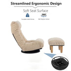 Poltrona reclinabile senza braccioli con poggiapiedi e poggiatesta regolabile – Blu / Bouclé beige / Grigio, Seduta singola