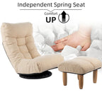 Poltrona reclinabile senza braccioli con poggiapiedi e poggiatesta regolabile – Blu / Bouclé beige / Grigio, Seduta singola