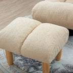 Poltrona reclinabile senza braccioli con poggiapiedi e poggiatesta regolabile – Blu / Bouclé beige / Grigio, Seduta singola