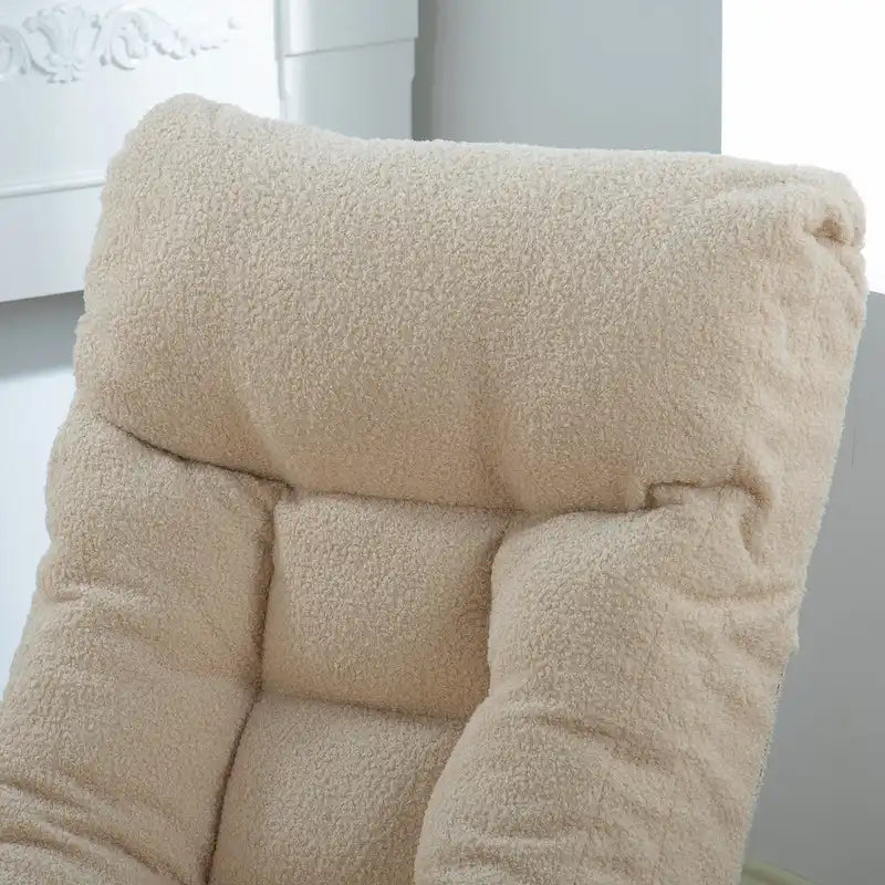 Poltrona reclinabile senza braccioli con poggiapiedi e poggiatesta regolabile – Blu / Bouclé beige / Grigio, Seduta singola