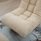 Poltrona reclinabile senza braccioli con poggiapiedi e poggiatesta regolabile – Blu / Bouclé beige / Grigio, Seduta singola