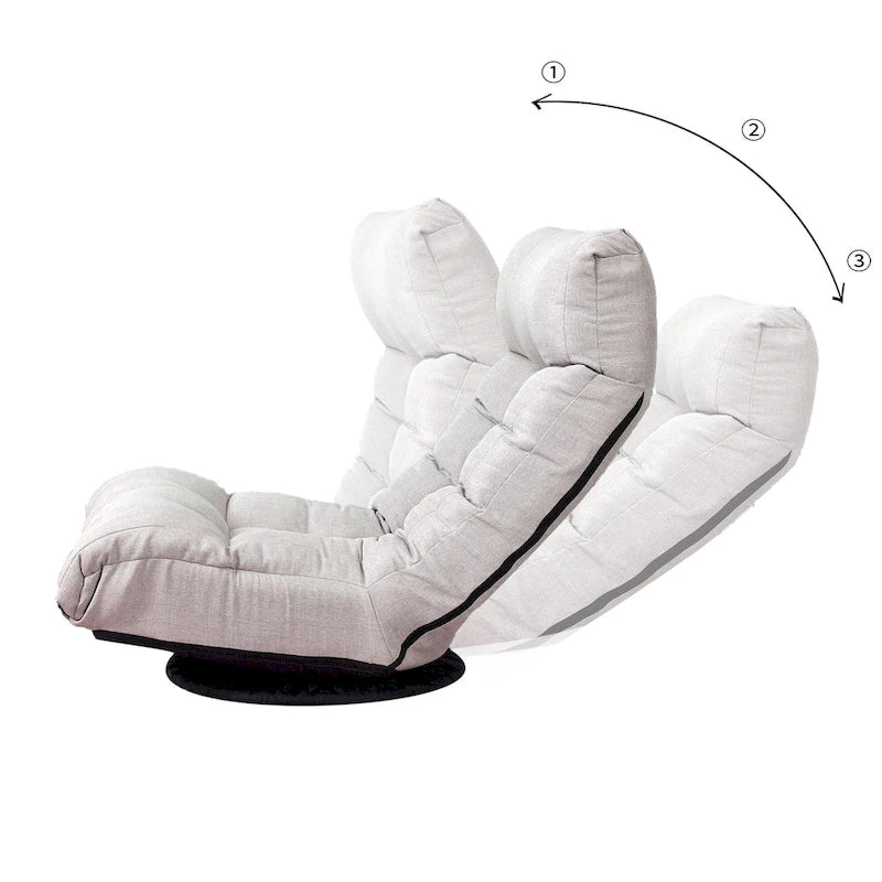 Poltrona reclinabile senza braccioli con poggiapiedi e poggiatesta regolabile – Blu / Bouclé beige / Grigio, Seduta singola