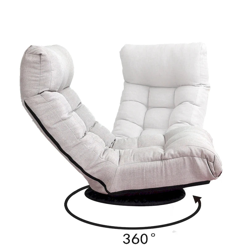 Poltrona reclinabile senza braccioli con poggiapiedi e poggiatesta regolabile – Blu / Bouclé beige / Grigio, Seduta singola