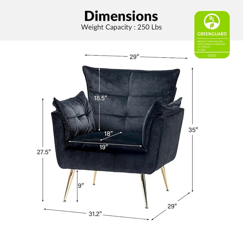 Poltrona d'accento trapuntata in velluto multicolore, gambe in metallo dorato, set da 2