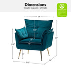 Poltrona d'accento trapuntata in velluto multicolore, gambe in metallo dorato, set da 2