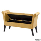 Panca contenitore imbottita grigia/beige/blu/gialla con braccioli a voluta, 1 posto