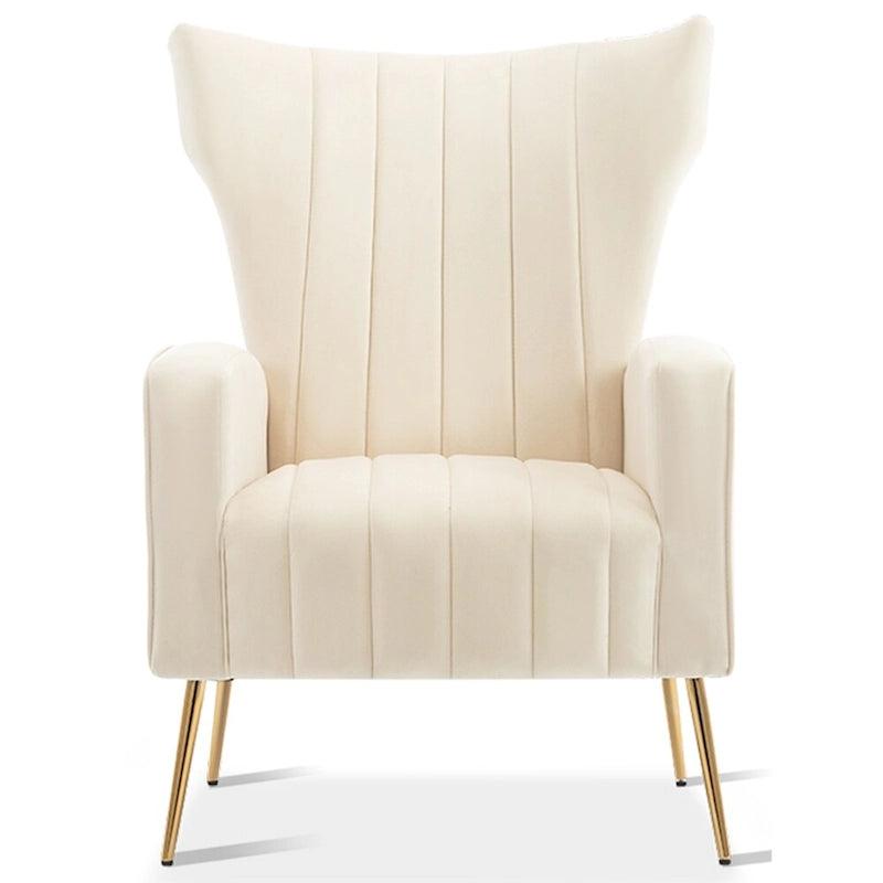 Poltrona in Velluto Grigio/Blu/Bianco con Schienale Alto e Gambe Dorate, Posto Singolo