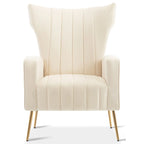 Poltrona in Velluto Grigio/Blu/Bianco con Schienale Alto e Gambe Dorate, Posto Singolo