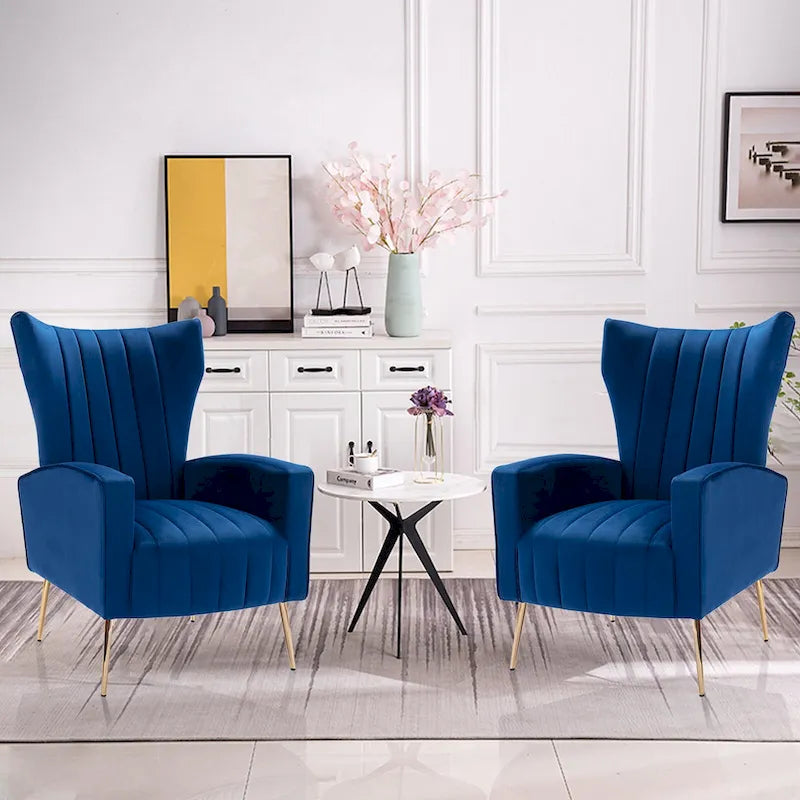 Poltrona in Velluto Grigio/Blu/Bianco con Schienale Alto e Gambe Dorate, Posto Singolo