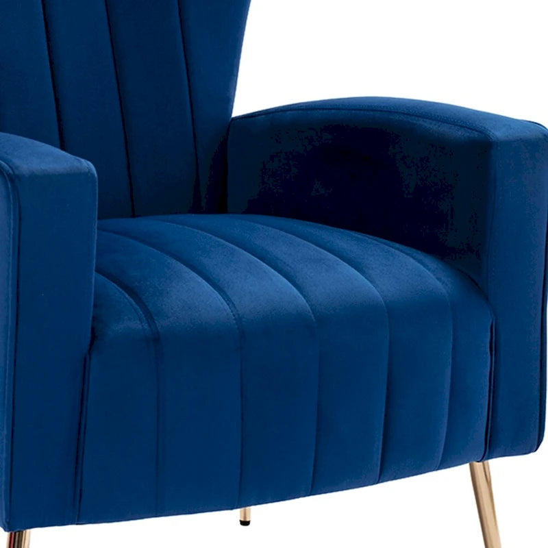 Poltrona in Velluto Grigio/Blu/Bianco con Schienale Alto e Gambe Dorate, Posto Singolo
