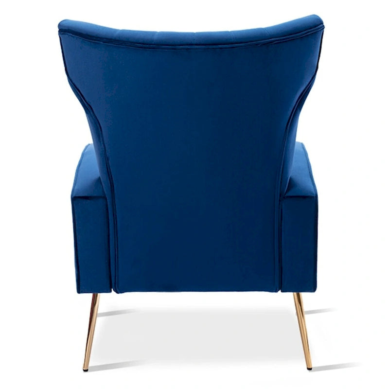 Poltrona in Velluto Grigio/Blu/Bianco con Schienale Alto e Gambe Dorate, Posto Singolo