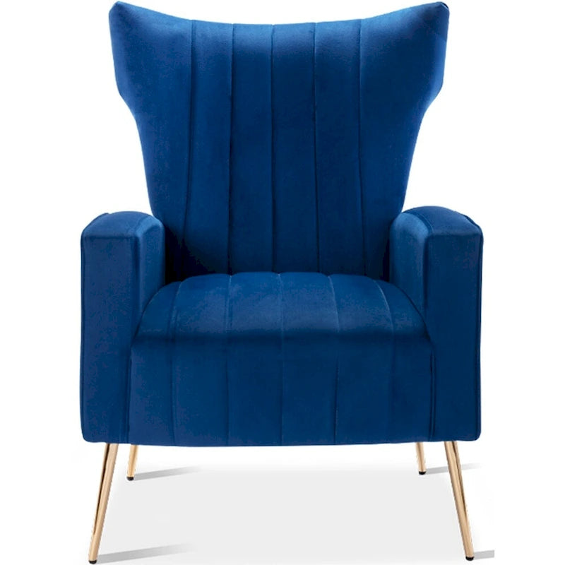 Poltrona in Velluto Grigio/Blu/Bianco con Schienale Alto e Gambe Dorate, Posto Singolo