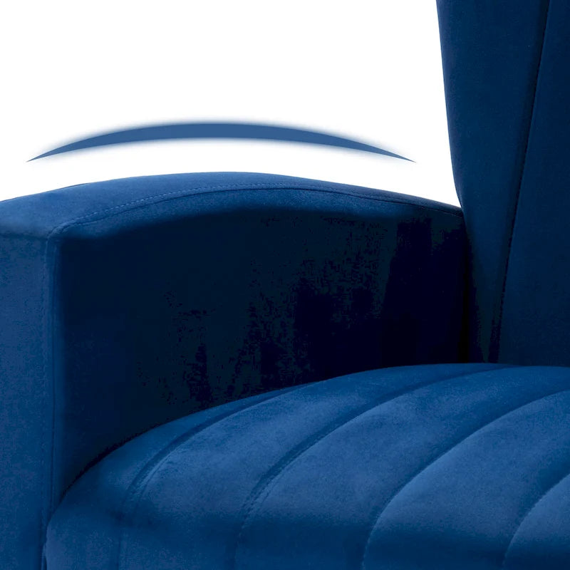 Poltrona in Velluto Grigio/Blu/Bianco con Schienale Alto e Gambe Dorate, Posto Singolo