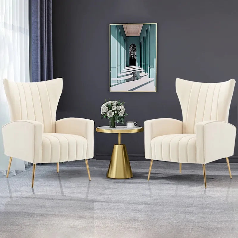Poltrona in Velluto Grigio/Blu/Bianco con Schienale Alto e Gambe Dorate, Posto Singolo