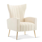 Poltrona in Velluto Grigio/Blu/Bianco con Schienale Alto e Gambe Dorate, Posto Singolo