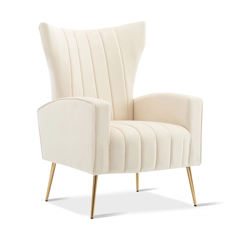 Poltrona in Velluto Grigio/Blu/Bianco con Schienale Alto e Gambe Dorate, Posto Singolo
