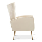 Poltrona in Velluto Grigio/Blu/Bianco con Schienale Alto e Gambe Dorate, Posto Singolo