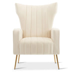 Poltrona in Velluto Grigio/Blu/Bianco con Schienale Alto e Gambe Dorate, Posto Singolo