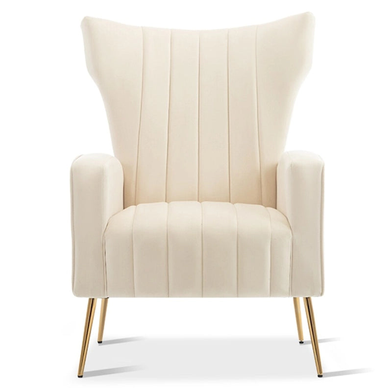 Poltrona in Velluto Grigio/Blu/Bianco con Schienale Alto e Gambe Dorate, Posto Singolo