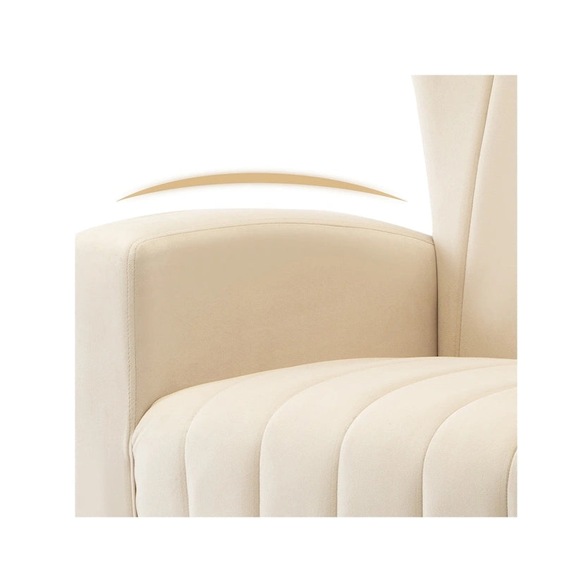 Poltrona in Velluto Grigio/Blu/Bianco con Schienale Alto e Gambe Dorate, Posto Singolo