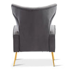 Poltrona in Velluto Grigio/Blu/Bianco con Schienale Alto e Gambe Dorate, Posto Singolo