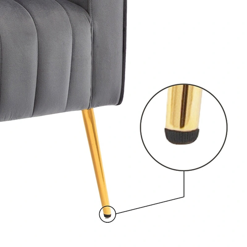 Poltrona in Velluto Grigio/Blu/Bianco con Schienale Alto e Gambe Dorate, Posto Singolo
