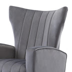 Poltrona in Velluto Grigio/Blu/Bianco con Schienale Alto e Gambe Dorate, Posto Singolo