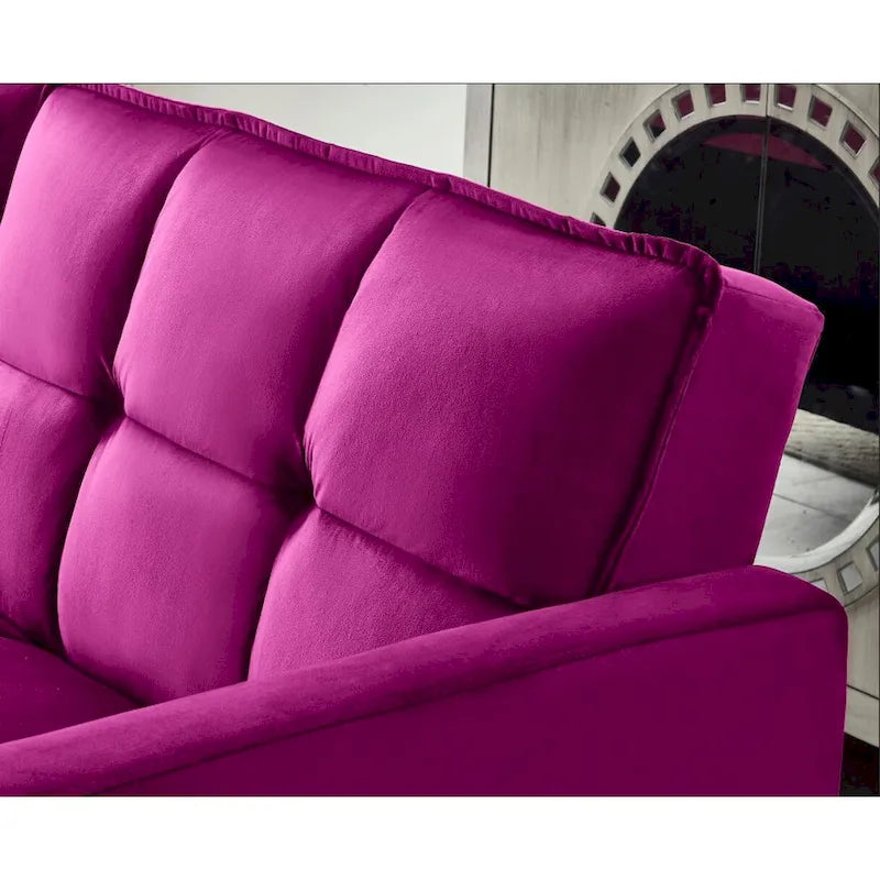 Divano letto in velluto trapuntato, 2 posti, vari colori